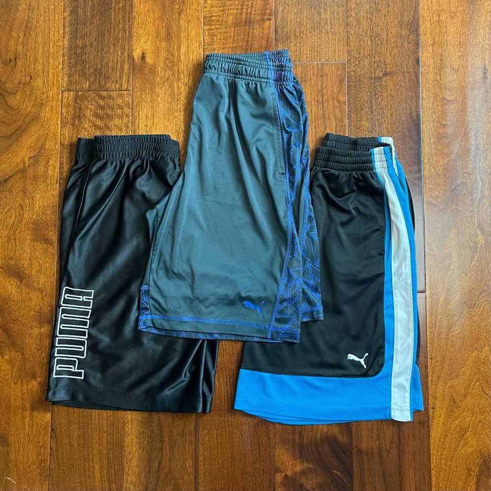 Puma Boy Athletic Shorts - Lot of 3 - Two Blue (size L) and One Black (size M)